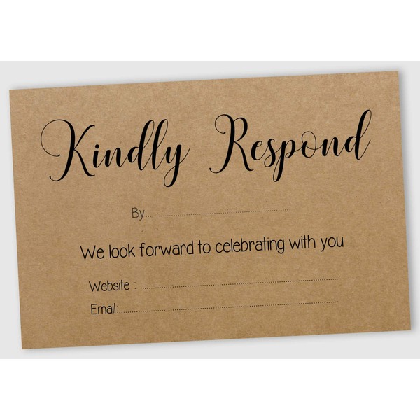 Inkdotpot 50 Blank RSVP Cards with Kraft Envelopes Rustic Kraft 4"x6" Response Cards-RSVP Reply Card for Wedding-Bridal Shower-Baby Shower-Rehearsal Dinner