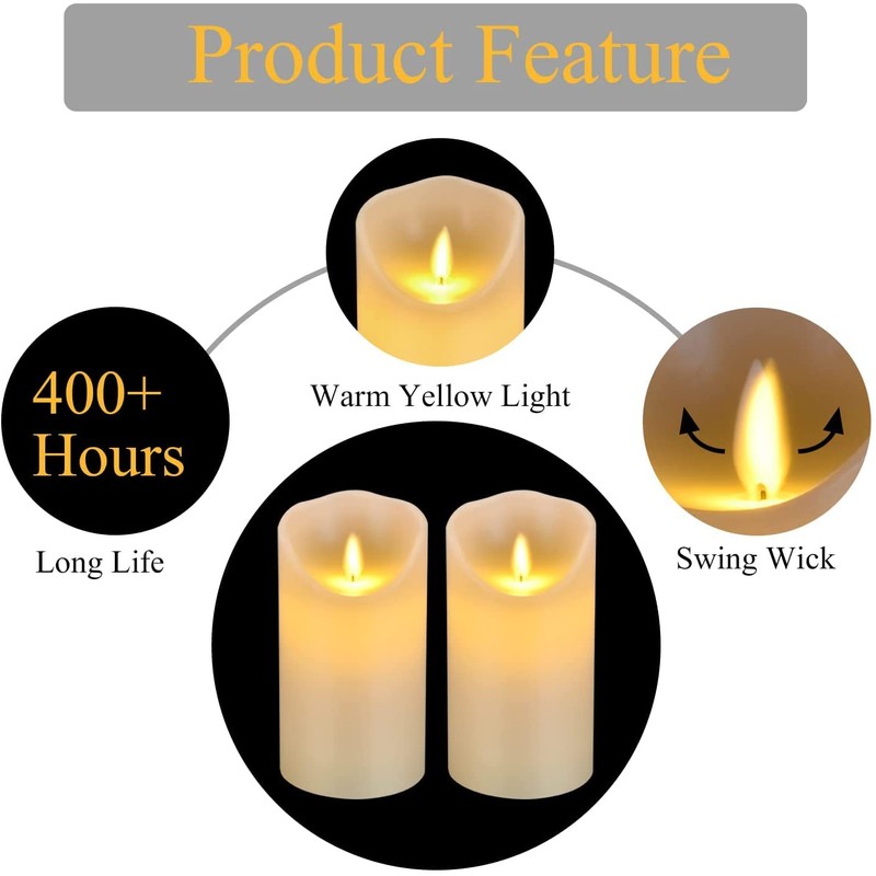 antizer Flameless Candles 6" Set of 2 Ivory Dripless Real