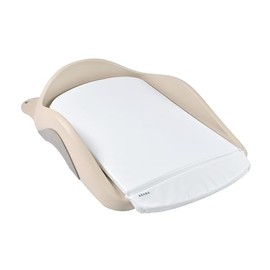 BÉABA Baby Changing Unit, Lightweight and Compact, Adjustable Multi-Use Fixings, Storage Shelves, Raised Edges, Suction Pads, Washable Mattress, Camélé’O, Made in France, Clay