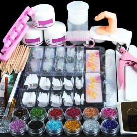 EzFlow Acrylic Nail Kit Glitter Ez Flow Acrylic Powder Art Manicure Tool Tips Brush Set