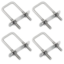 Moicstiy 4 Sets M6 Square U Bolts 1 Inch Wide, 304 Stainless Steel U-Bolts with Frame Plates, Nuts, and U Clamp for Trailers, Boats (25 mm x 70 mm)