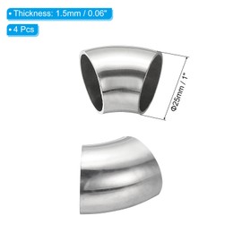 PATIKIL 4pcs 45 Degree Mandrel Bend Elbow, 25mm OD Steel Exhaust Elbow Exhaust Piping Connector 304 Stainless Steel for Exhaust Pipe Stair Handrail HVAC
