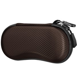Fintie Glasses Case Sunglasses, EVA Scratch-Resistant Sunglasses Case Hard Case with Carabiner Large Glasses Case for Women Men Outdoor Sports Glasses Cycling Glasses, brown