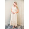 Anna-Kaci Peasant Maiden Boho Inspired Cap Sleeve Lace Trim Maxi