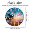 XFM Beach Wall Clocks Battery Operated 16 Inch Silent Non-Ticking
