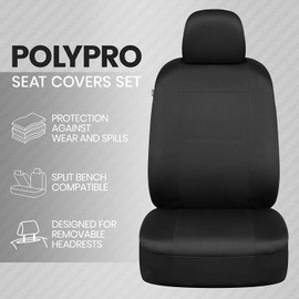 BDK PolyPro 2-Pack Front Car Seat Covers Set in Black/Black - Front Seat Covers for Cars Trucks Vans SUVs Sedans, Easy to Install Front Car Seat Cover Protection, Universal Fit Car Accessories