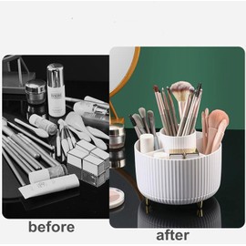 SIETIOJI 5 Slots 360° Rotating Beauty Organiser, Cosmetic Make Up Organiser, Cosmetic Shelf Cosmetic Organiser for Bedroom, Bathroom, Dressing Table (White)