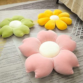 Lucky Sun Flower Floor Pillow Seating 27" Large Flower-Shaped Cushion Thick Plush Indoor and Outdoor Decoration Cushion 5 Colors and 3 Sizes for Choice (Pink Daisy Large(27"))