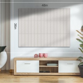 Large Cork Board Alternative - Slat Wall Paneling, 12 Pack Felt Pin Board with Safe Removable, 48 x 36 inch Self-Adhesive Felt Wall Tiles with 50 Pushpins for Office School Home Walls (Beige)