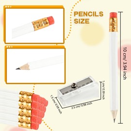 320 Pieces Golf Pencils Half Pencils Bulk with Eraser HB Small White Pencil with 2 Pencil Sharpeners for School Office Writing Bridal Wedding