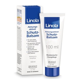Linola Protective Balm 100 ml, Cream for Protection Against Chafing and Wounds for the Intimate Area, Groin Area and Bottom Wrinkles, Breathable Protective Film for Irritated and Dry Skin