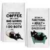 Ayyiate 2 Pcs Funny Cat Kitchen Towels Absorbent Black Cat