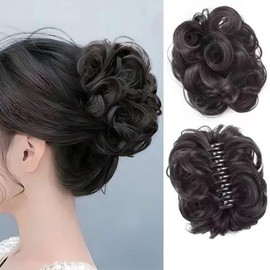 XUZOO Bun Wig, Hair Clip Type, Hair Extension, Women's, Kimono, Dance, Recitals, Weddings, Women's, Hair Clip, Partial Wig, Hair Wound, Curled, Hair Ornament, Large, Hair Clip, Hair Arrangement (Light
