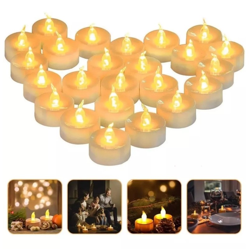 Led 24 Velas Led Ambar Parpadeantes Decoracion Fiestas Boda Xv