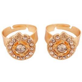 Touchstone Indian Bollywood Pretty Ethnic Studded Diamond Look Designer Jewelry Toe Rings In Gold Tone For Women.