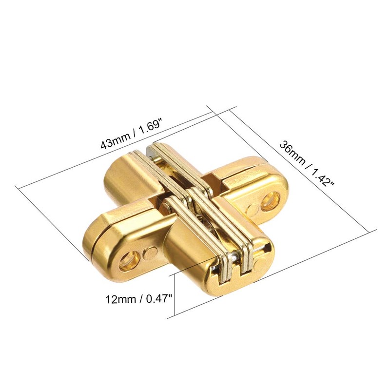 sourcing map 2pcs Invisible Concealed Cross Hinges Wooden Doors, Zinc