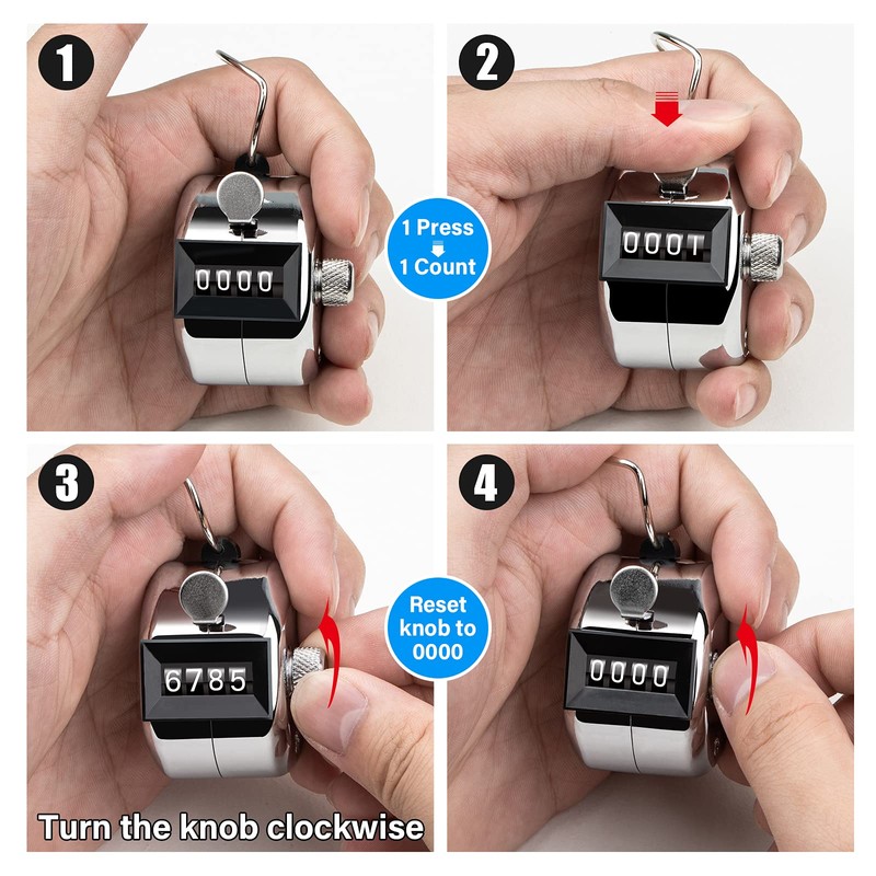 SDARMING Tally Counter, 4-Digit clicker Counter, Metal Hand Tally counters