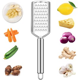 Handheld Cheese Grater, Cheese Zester Stainless Steel, Lemon Zester, Kitchen Vegetable Peeler, Food Zester Grater Slicer for Ginger Garlic Chocolate Fruits, Zester Grater with Handle