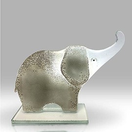 Nobile Glassware Small Grey Glass Elephant Ornament 2122-20