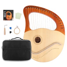 Mr.Power Lyre Harp, 21 Metal Strings Lyre Harp Present For Music Lovers, Beginners, Friend with Tuning Wrench, Replace String Set and Gig Bag (21 String, Natural Wood)