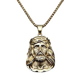 Jesus Pendant, Jesus Necklace for Men, Christ Jesus Head Necklace Jesus Religious Jewelry, Catholic Jesus Charm Necklace Stainless Steel Religious Jesus Pendant Necklace