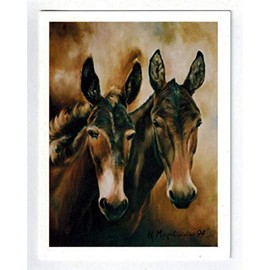 2 Mules Notecard Set - 6 Note Cards