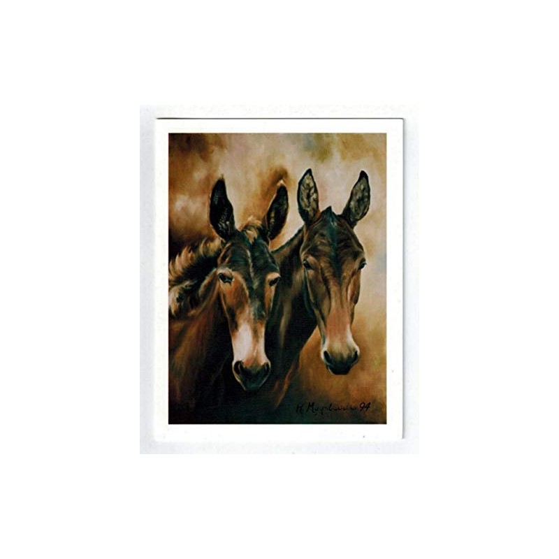 2 Mules Notecard Set - 6 Note Cards