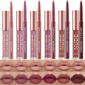 BONNIE CHOICE 12Pcs Matte Liquid Lipstick + Lip Liner Pens Set, 6 Matte Lipstick With 6 Matching Smooth Lipliner Waterproof Long Lasting 24 Hour Lip Gloss Makeup Mother's Day Gift Sets for Women