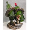 Rustic Western Coiled Diamondback Rattlesnake Snake Double Wine Bottles Holder