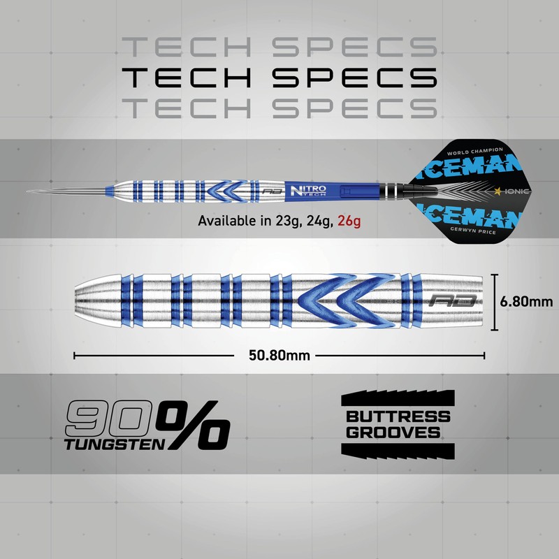 RED DRAGON Gerwyn Price Tungsten Steel Darts Set with Flights