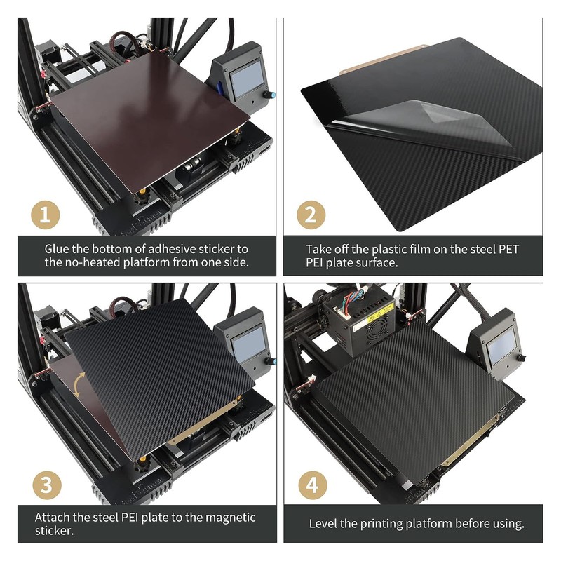 Double Side 3D Printer Build Plate Carbon Fiber PET Textured