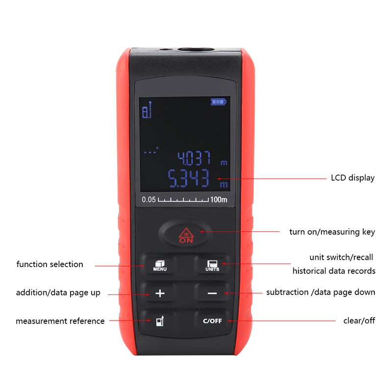 KXL-E Digital Handheld Laser Distance Meter Range Finder Measure Diastimeter