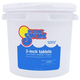 In The Swim 3 Inch Stabilized Chlorine Tablets for Sanitizing Swimming Pools - Individually Wrapped, Slow Dissolving - 90% Available Chlorine - Tri-Chlor - 25 Pounds