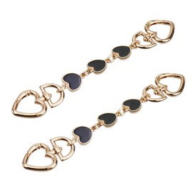 Mewutal 2pcs Black Heart Shape Bag Extender Chain Purse Strap Extender Metal Purse Replacement Strap Gold Handbag Chain Extender Love Bag Charm for Crossbody Bag Purse Making (Black)