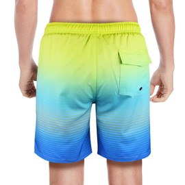 QRANSS Swim Trunks for Men 9 Inch 2 in 1 no Chafing Elastic Waist Quick Dry Swim Shorts with Boxer Brief Liner Big Size Large