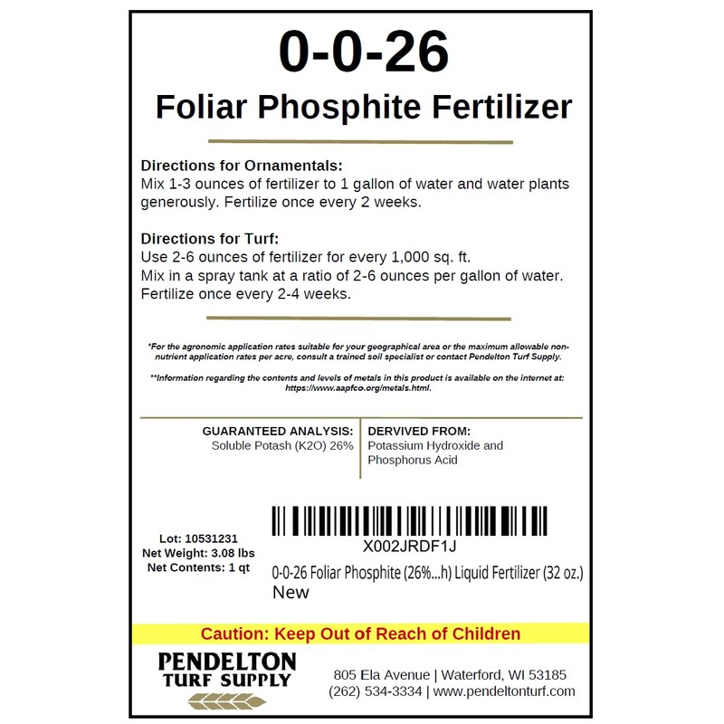 0-0-26 Foliar Phosphite (26% Soluble Potash) Liquid Fertilizer (32 oz.)