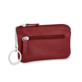 LEDEROW Leather Key Case [2 Separate Compartments] Zip for Men and Women - Real Leather Key Case Large - Key Bag for All Keys, red