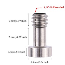Hersmay 6PCS 1/4'' - 20 Camera Long Screw Hex Screws with Stainless Steel Material for Camera Tripod, Monopod, Tripod Baseplate, Quick Release Plate