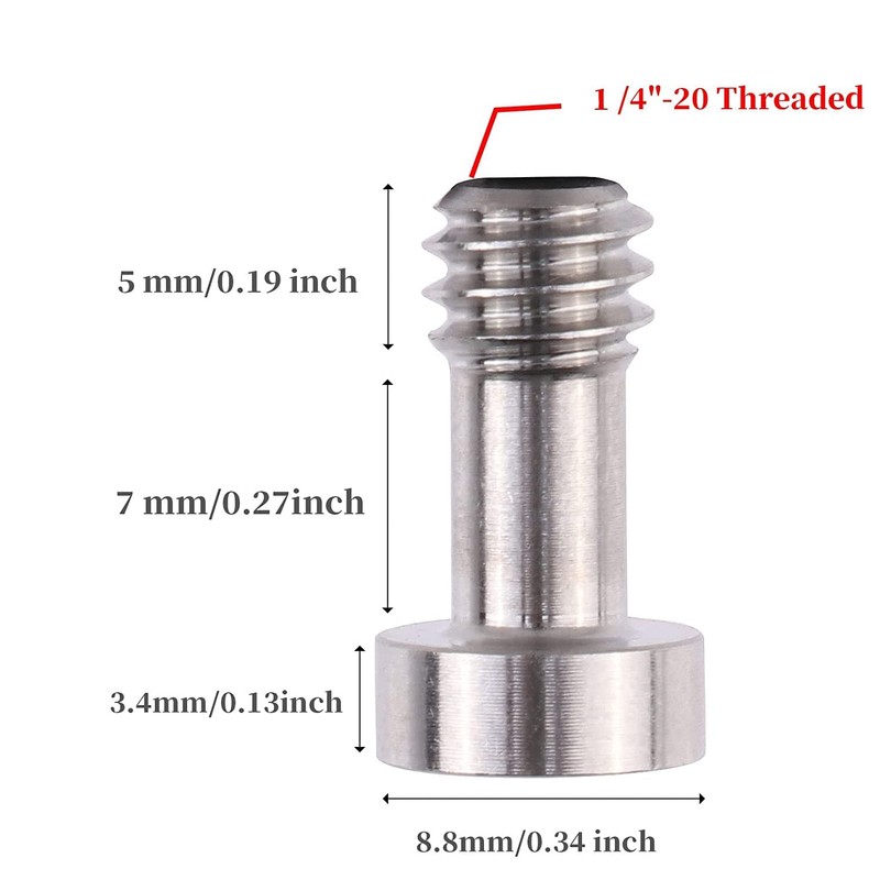 Hersmay 6PCS 1/4'' - 20 Camera Long Screw Hex Screws