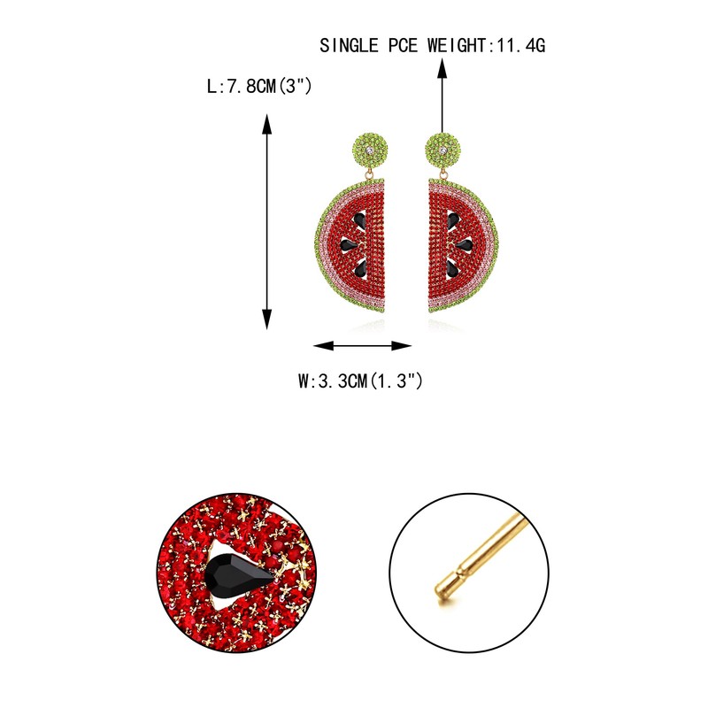 EVER FAITH Charming Crystal Watermelon Stud Earrings for Women Fruit