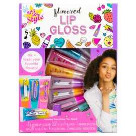 Just My Style Flavor Lab Lip Gloss, DIY Lip Gloss Kit, Makes 4 Lip Glosses, Includes Empty Lip Gloss Tubes, Mixing Sticks & Lip Gloss Flavors