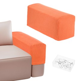 M METERXITY Couch Arm Covers, for 17.71 to 20" Length Stretch Sofa Armrest Covers Anti-Slip Armchair Slipcovers for Chairs/Couch/Recliner, Washable Furniture Armrest Protector[Orange]