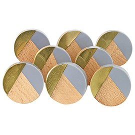 G Decor Three Tone Gold Designs Wood Resin Door Knobs, Vintage, Shabby Chic, Interior Furniture, Cabinet Cupboard Drawers Pulls Handles (8-Pack) (Grey)