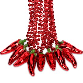 Tigeen 24 Pieces Chili Pepper Beaded Necklaces Chili Pepper Party Favor Necklaces Fiesta Cinco De Mayo Beaded Necklaces Hot Chili Bead Necklaces for Mexico Cinco De Mayo Fiesta Mardi Gras Party Decor