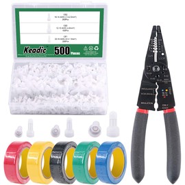 Keadic 506Pcs Electrical Wires Crimping Kit, Including 16-14AWG Nylon Closed End Crimp Terminals, 5 Rolls of Electrical Tapes and 8" Wire Stripper Crimper for RV Wiring