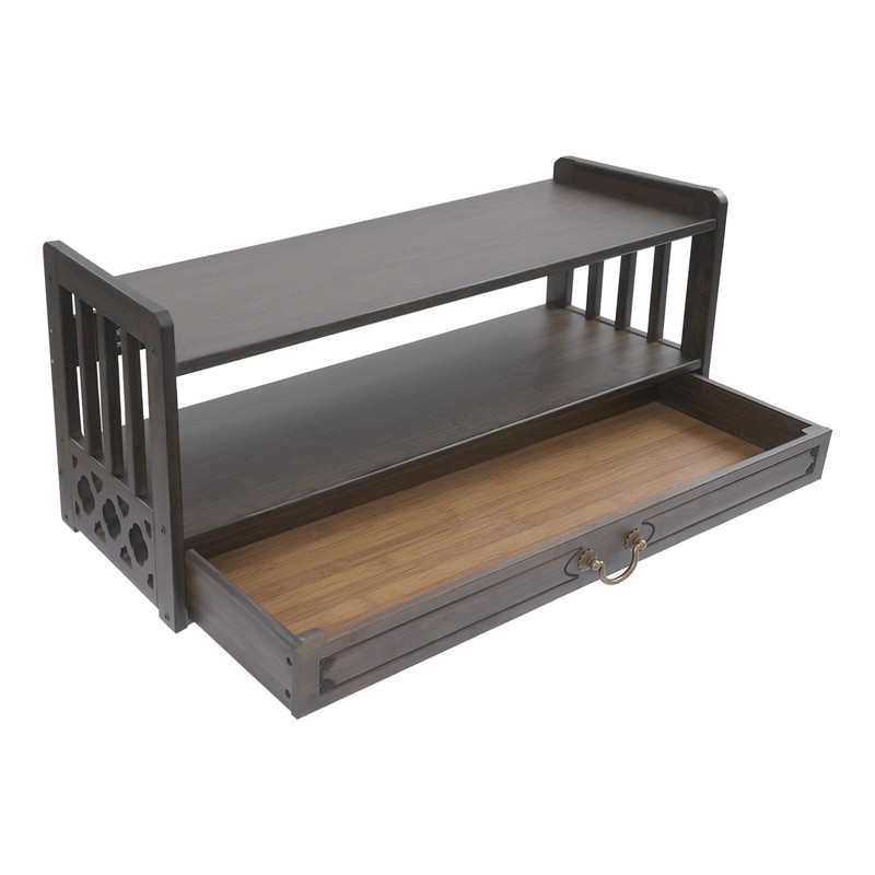 ILWorkTLs Low 3-Tier Meditation Table with Drawer,Bamboo Altar Tables,Puja Desks,Tatami