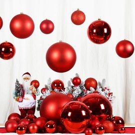 20PCS Christmas Tree Baubles Balls Ornaments Xmas Hanging Decorations Shatterproof (Red Shiny, 4CM)