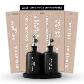 Oil Vinegar Condiment Labels Stickers, 128 Pantry Labels for Vinegar & Oil Dispenser Bottles Condiments and Salad Dresssings, Preprinted Kitchen Labels Pantry Stickers, Oil Bottle Labels Stickers