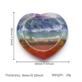 Natural Amethyst Carved Thumb Worry Stone Thumb Anxiety Stones Crystal Pocket Palm Stones Stress Relief Reiki Healing Meditation (D-Heart-Shaped Seven-Color Stone)