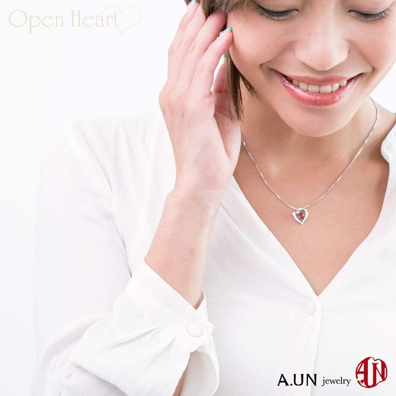 A.UN Jewelry 925 Birthstone Heart Necklace, Sterling Silver, Garnet Zirconia